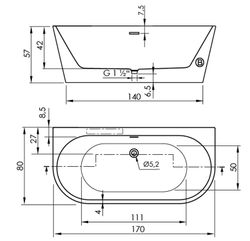 Ακρυλική μπανιέρα Torino wall Sanycess
