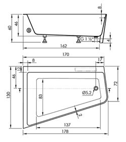 Acrylic Bathtub Trento Angolo Sanycess