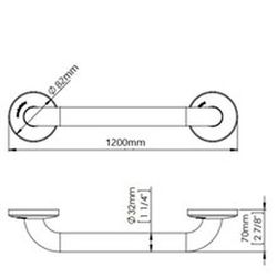 Medinox ράβδος από ανοξείδωτο ατσάλι AISI 304 Bright BR1200C Mediclinics