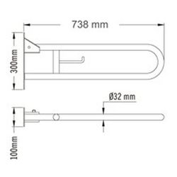 Medinox ράβδος από ανοξείδωτο ατσάλι AISI 304 Satin BG0800CS Mediclinics