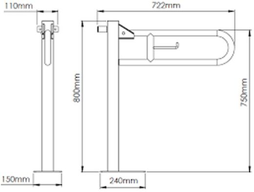 Medinox ράβδος από ανοξείδωτο ατσάλι AISI 304 Satin BGC710CS Mediclinics