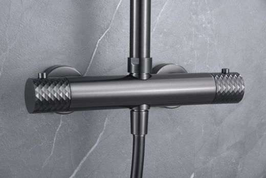 Genova Black gun metall termostatisk duschstång BTG053/BGM Imex