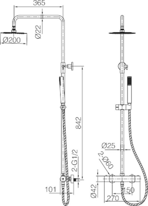 Genova Chrome termostatisk duschstång BTG053 Imex