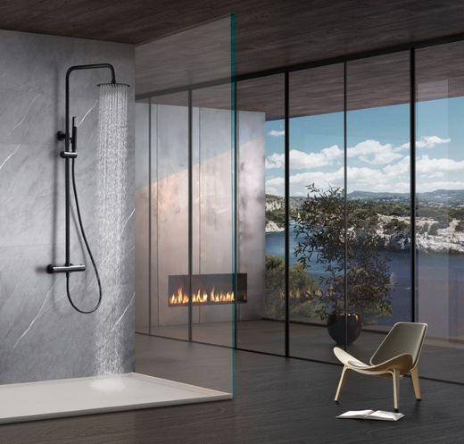 Termostatisk duschstång Genoa Matt svart BTG053/NG Imex