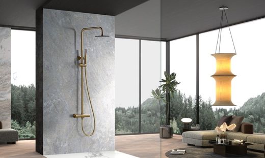 Genova thermostatische douchestang geborsteld goud BTG053/OC Imex