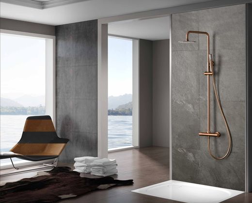 Monza termostatisk duschstång i borstat roséguld