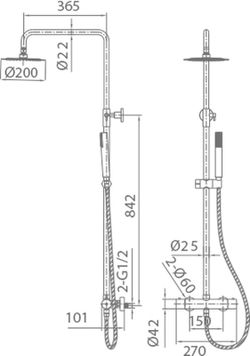 Naples Chrome termostatisk duschstång BTN047 Imex