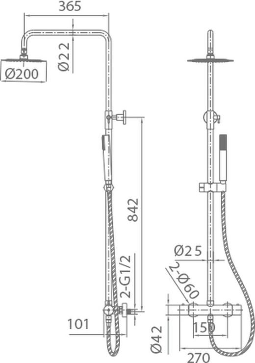 Naples Chrome termostatisk duschstång BTN047 Imex