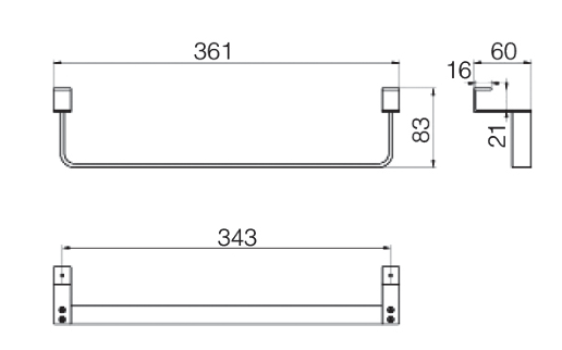 Barra Toallero Interior Mueble Negro Mate Medimex