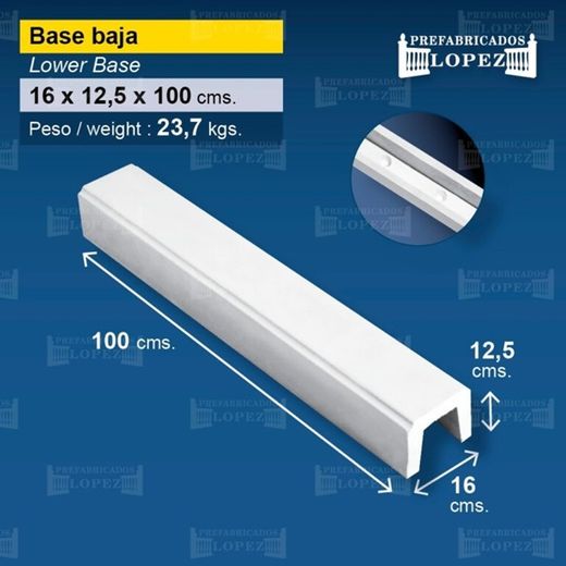 Base bassa 100x16x12,5 cm Prefabbricata López