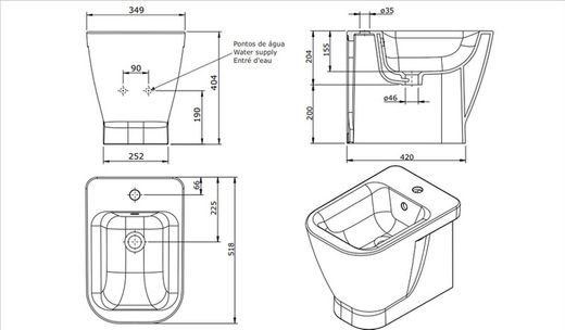 WC + Bidet χωρίς κάλυμμα LOOK UNISAN