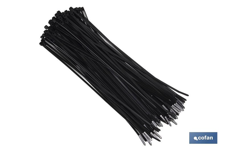 Bridas para cables Rilsan color negro 200 unidades, 140 x 3,6 mm 