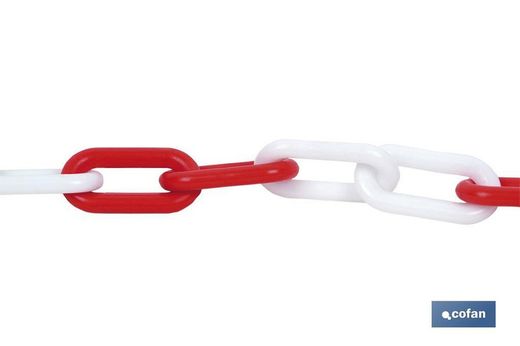 Chaîne en plastique 8Mm 25 Mts (Rouge / Blanc)