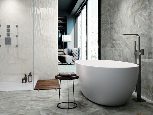 Kakelbox 40x120 1217 Grå Relief Wave 1,44m2 3 delar Porcelanit
