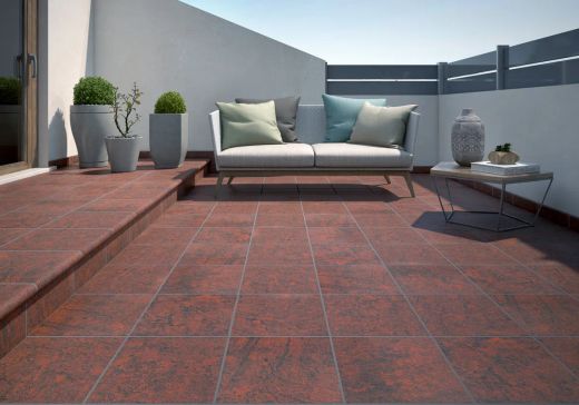 Box aus extrudiertem Steingut 33x33 Roter Jaspis 0,67m2 Gres de Aragon