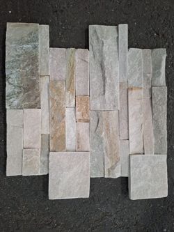 Vormontierte Steinbox Wandbild Eco Yellow Nordik 0,44m2 Piedras de Galicia