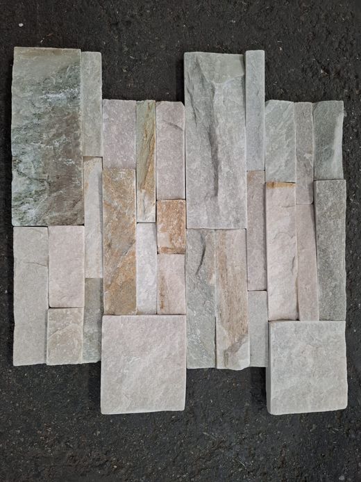 Vormontierte Steinbox Wandbild Eco Yellow Nordik 0,44m2 Piedras de Galicia