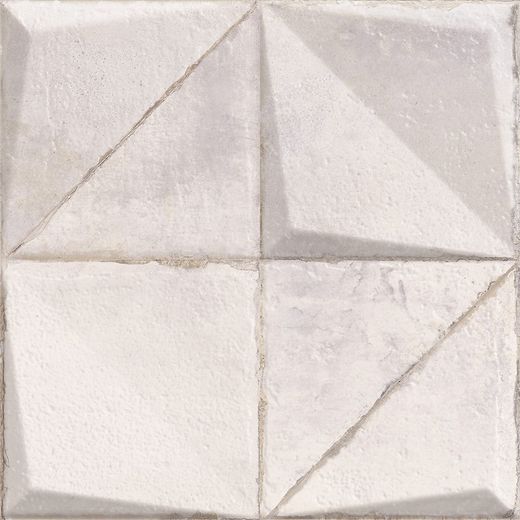 Porzellan Box 25x25 Casona Weiß Relief 0,80m2 - 11 Stück Keros