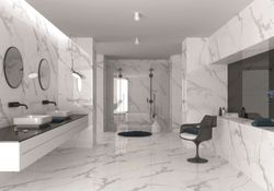 Gerectificeerd Porselein Doos 80x80 Statuario Satijn 1,92m2 Prachtig