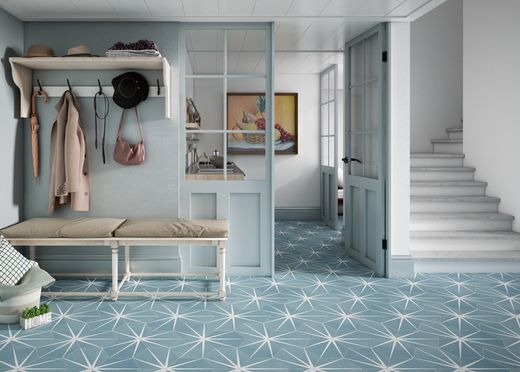 Διορθωμένο Εξαγωνικό κουτί από πορσελάνη 25x29 Blue Starline 17 Τεμάχια 0,93m2 Apavisa