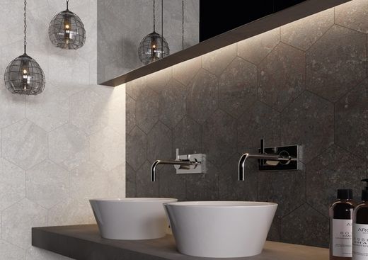 Apavisa διορθωμένο εξαγωνικό κουτί πορσελάνης 25x29 Λευκή σκουριά 17 τεμάχια 0,93m2