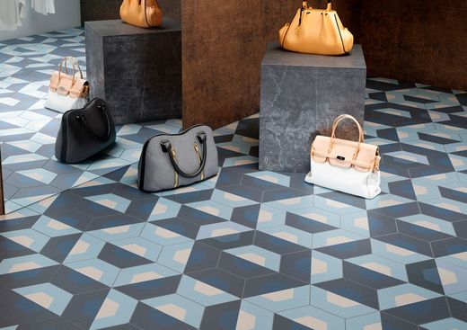 Gerectificeerd Porseleinen Doos Zeshoekig 25x29 Blue Cube 17 Stuks 0,93m2 Apavisa