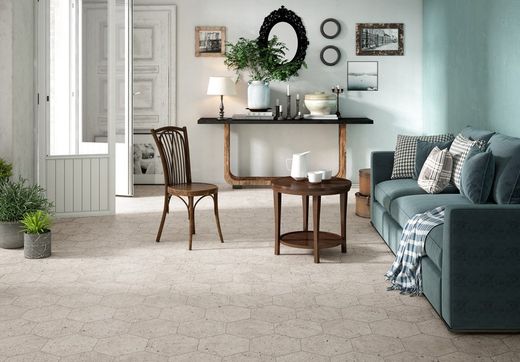 Διορθωμένο κουτί από πορσελάνη Εξάγωνο 25x29 Άρωμα Ελεφαντοστού 17 Τεμάχια 0,93m2 Apavisa