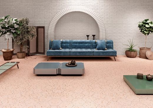 Rectified Porcelain Box Hexagonal 25x29 Pink South 17 Pieces 0.93m2 Apavisa