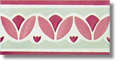 Cenefa 10x20 cm Tulipanes rosa Ceramica Lantiga