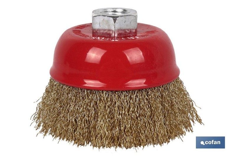 Wavy Cup Brush M14 O125 A. Brass 0.3Mm Azulejossola