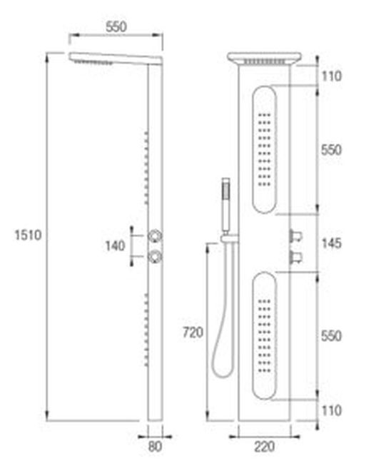Columna de ducha grifería progresiva Carey Negro mate Aquassent