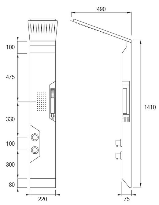 Duschpelare progressiv kran Jaina Glossy Black Aquassent