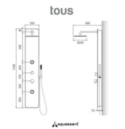 Ducha hidromasaje monomando Tous Aquassent