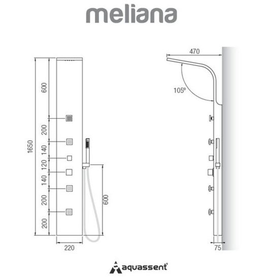 Progressive Hydromassage-Duschsäule Meliana Aquassent