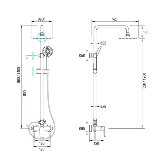 Ducha monomando Sayro negro Aquassent