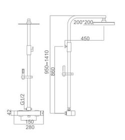Fiji white shower bar set BDF016/BL