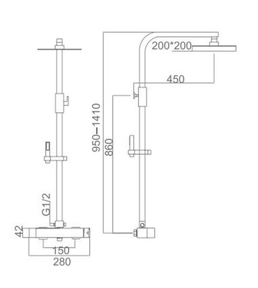 Fiji white shower bar set BDF016/BL