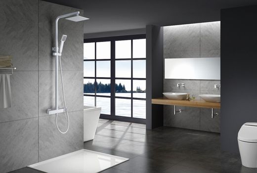 Fiji white shower bar set BDF016/BL