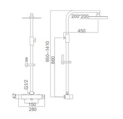Imex svart Fiji-enkelspjälldusch