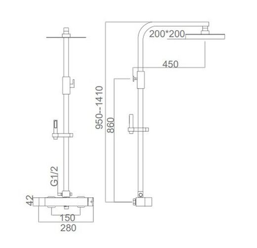 Imex svart Fiji-enkelspjälldusch