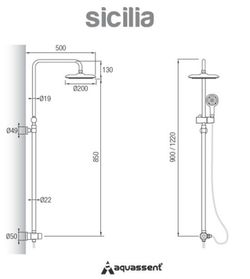 Barra ducha sin grifo Sicilia Aquassent