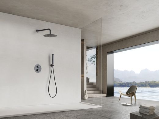 Neapel svart pistol metall termostatisk inbyggd duschset GTN047/BGM Imex