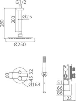 Salerno Svart pistol metall termostatisk inbyggd duschset GTS060/BGM Imex