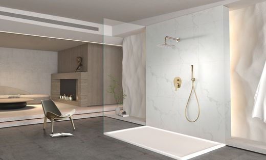 Conjunto de ducha empotrado monomando Delos Oro cepillado GPD055/OC Imex