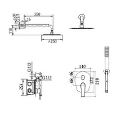 Paros Black Gun Metal Einbau-Einhebelduschset GPP057/BGM Imex