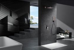 Sweden black rose gold recessed shower set. Imex