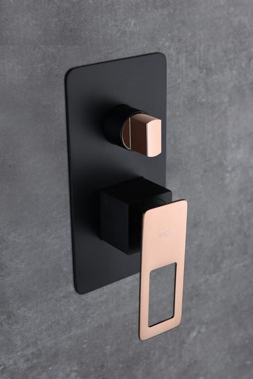 Sweden black rose gold recessed shower set. Imex