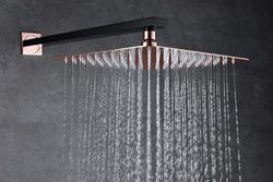 Sweden black rose gold recessed shower set. Imex