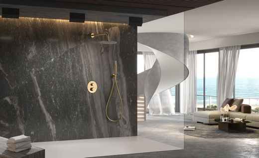 Genova Borstad guld termostatisk dolt duschset GTG053/OC Imex