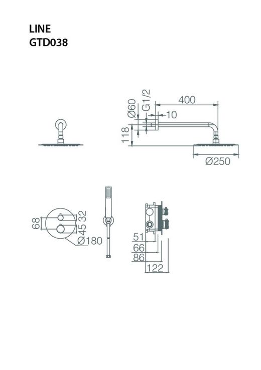 Top Cromo Imex σετ ντους με χωνευτό